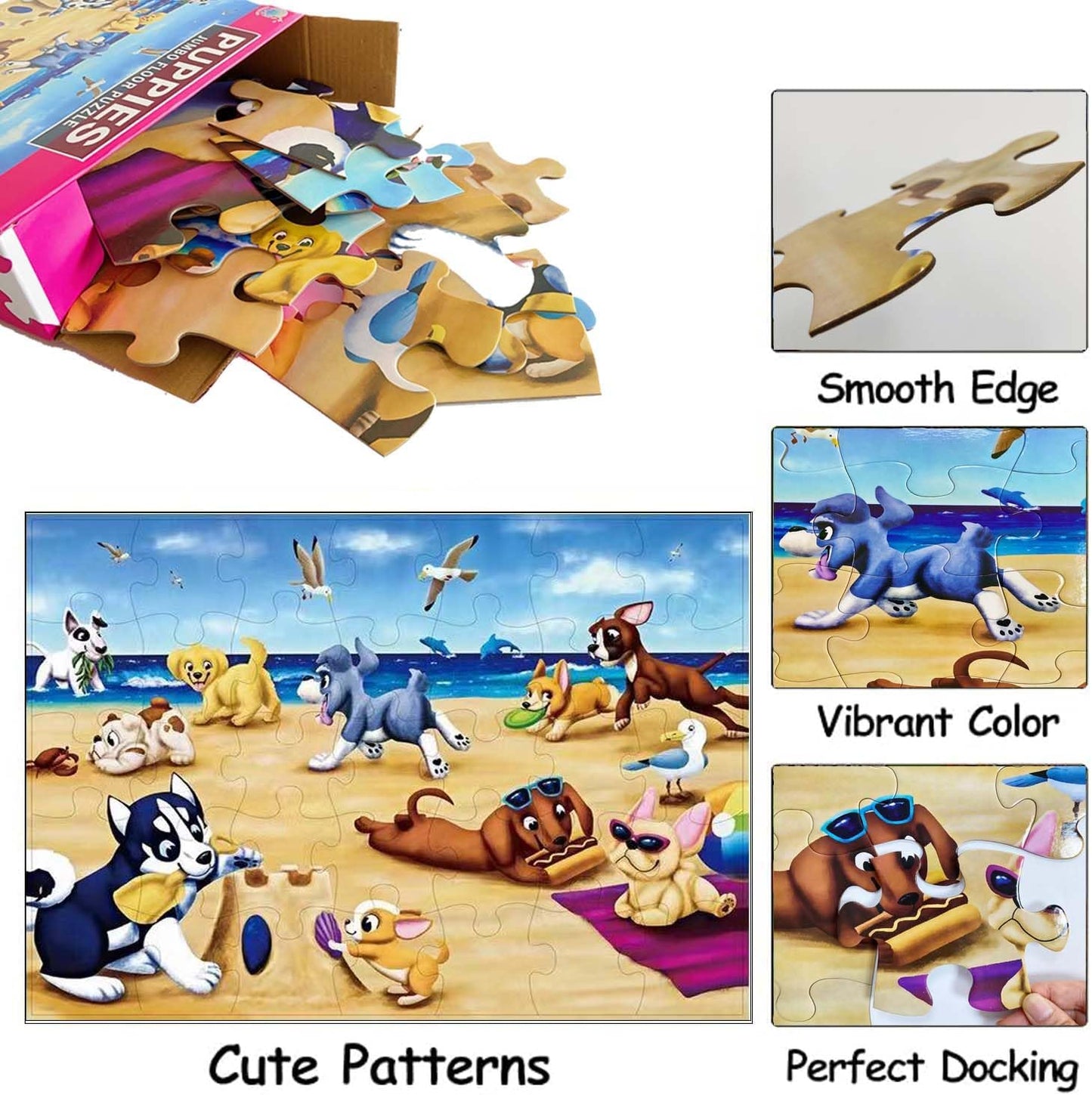 Jumbo Floor Puzzle for Kids, Large Jigsaw Puzzles 35 Piece for Kids Ages 3-5,Preschool Learning & Education Toys, Gifts for 4-8 Year Old Boys and Girls (Dog Animals)