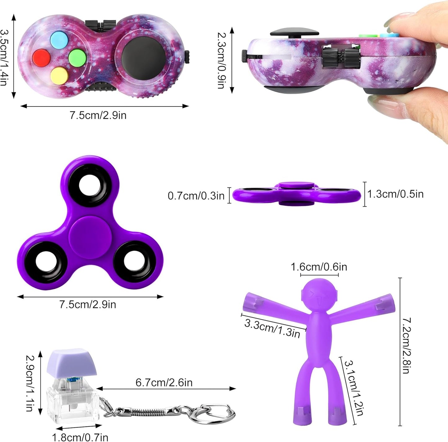 Sensory Toys for Autistic Children, ADHD Fidget Toys Adults, Adults Fidgets for Anxiety and Stress, Bulk Fidget Toys for Autism Children (Purple)