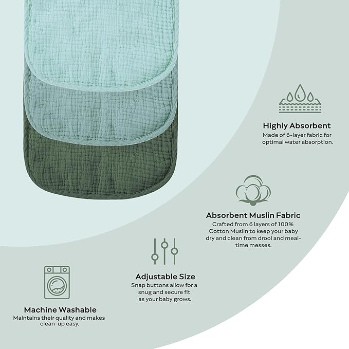 JELLYMONI Muslin Baby Bibs 8 Pack Baby Bandana Drool Bibs for Unisex Boys Girls, 100% Cotton Solid Colors Soft Square Teething Bibs for Newborn