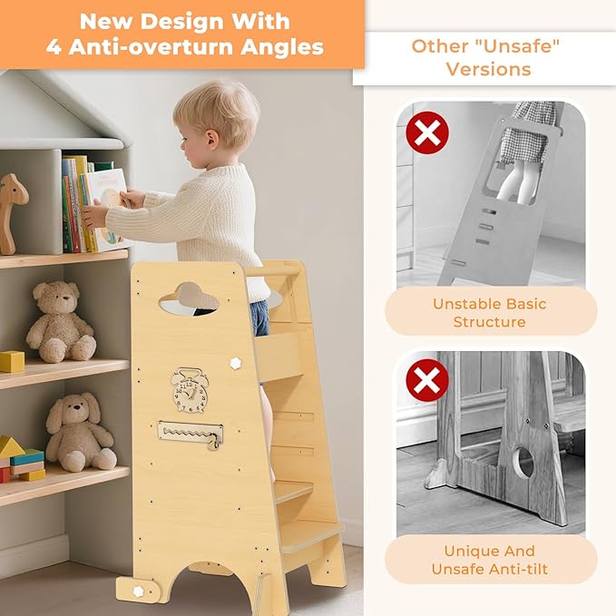 Toddler Tower 3-in-1 Multifunctional Kitchen Stool Helper, Adjustable Height ，Highchair