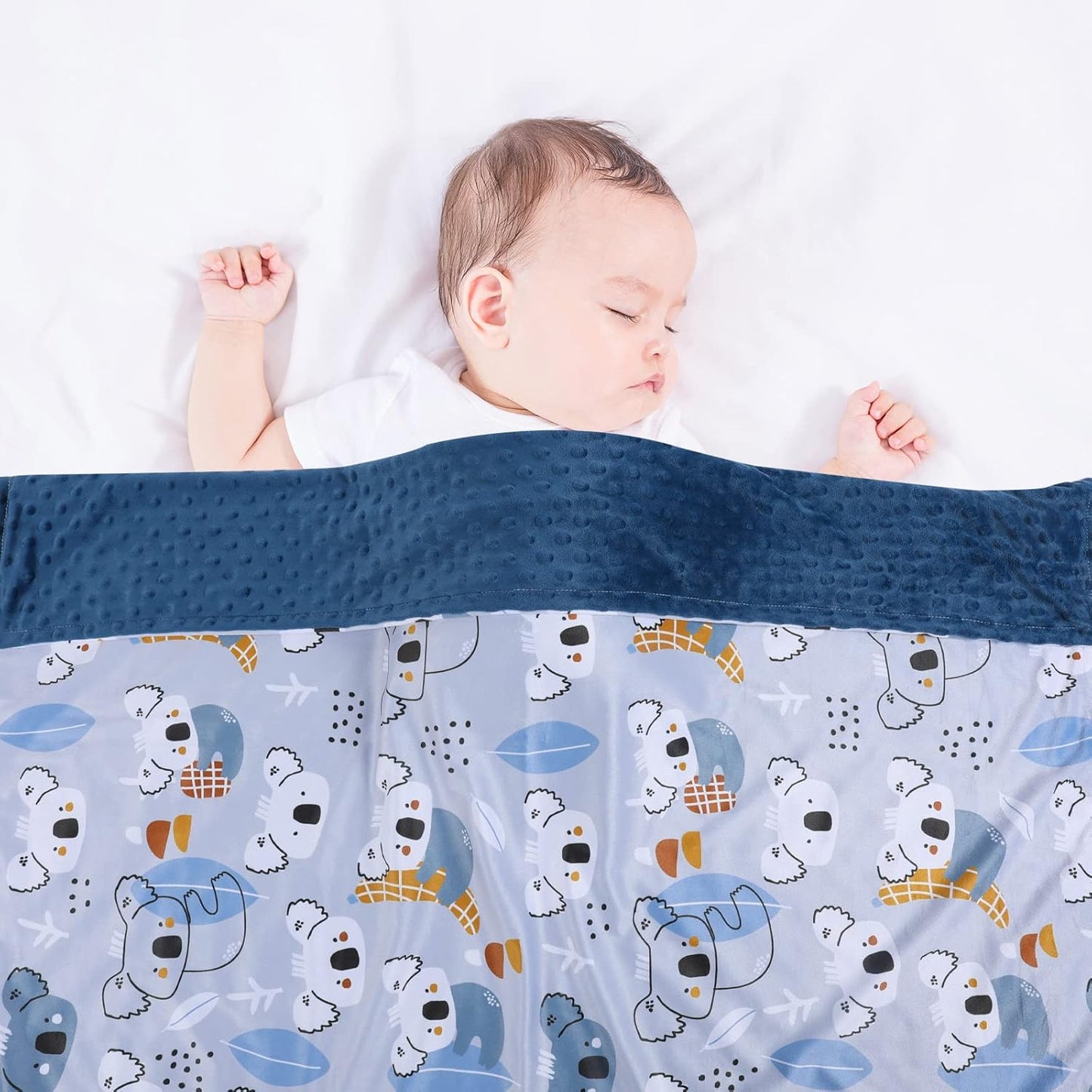 Baby Blanket for Boys Girls Soft Minky with Double Layer Dotted Backing, Koala Printed 30 x 40 Inch Receiving Blanket