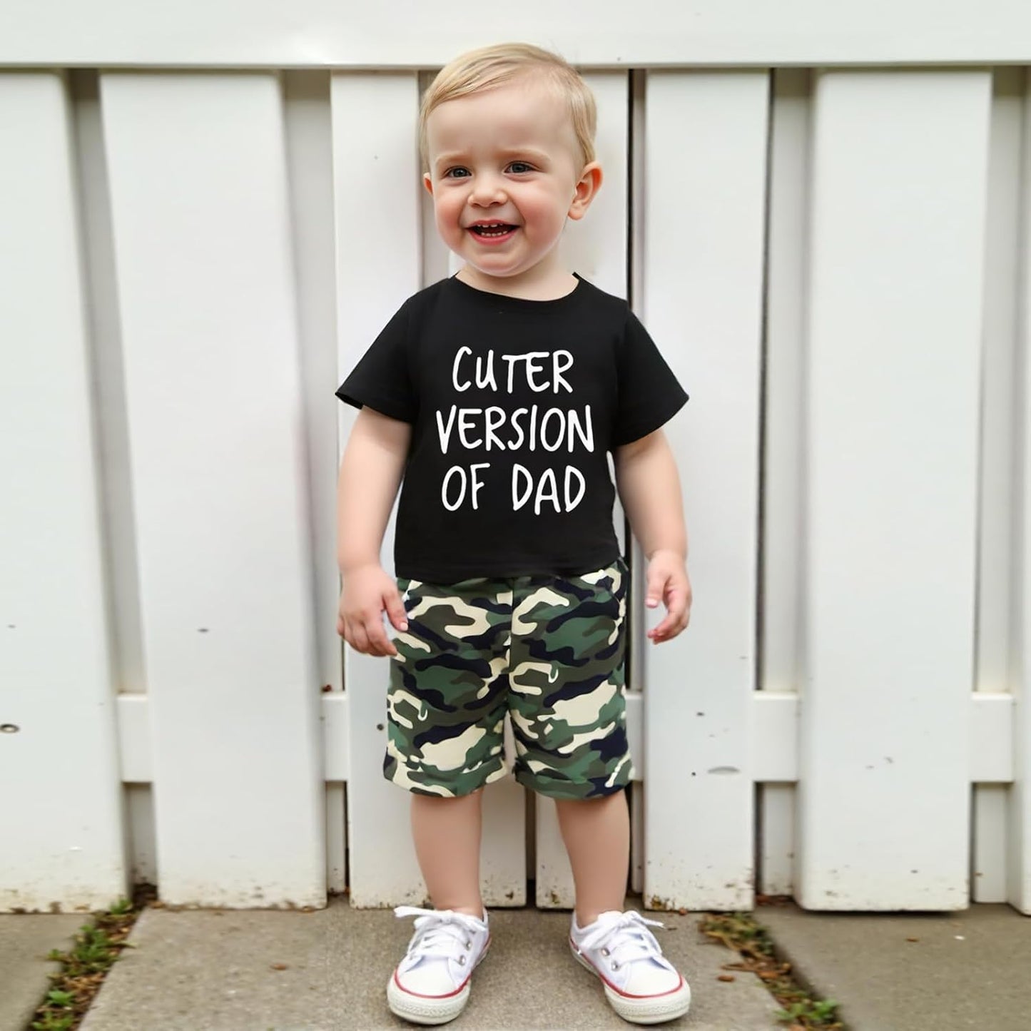 wdehow Toddler Kids Baby Boy Summer Clothes Sets 1T 2T 3T 4T 5T Letter Print Short Sleeve Tops Camouflage Shorts Outfits