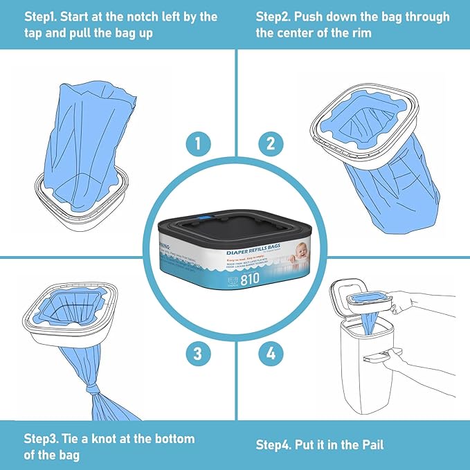 Jumbo Square Refills Disposal Bags Refill Compatible with Diaper Genie Classic, Compact and Select Pails, Hold Up to 810 Newborn-Sized Diapers Per Refill, Pack of 3