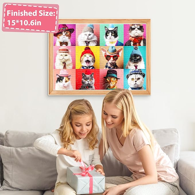 100 Piece Puzzles for Kids Ages 4-10 - Different Breeds Cats Jigsaw Puzzles for Seniors and Children - Educational Toys for 4, 5, 6, 7, 8, 9, 10 Year Olds