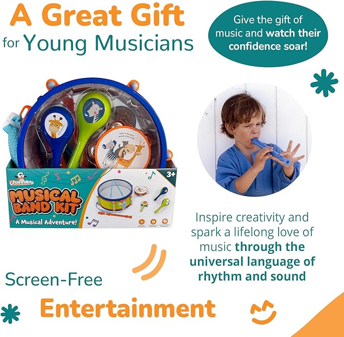 Channie's Toddler Musical Instruments Set, Kids Band Set, Music Toys for Kids Ages 3-5, Band Instruments for Toddlers