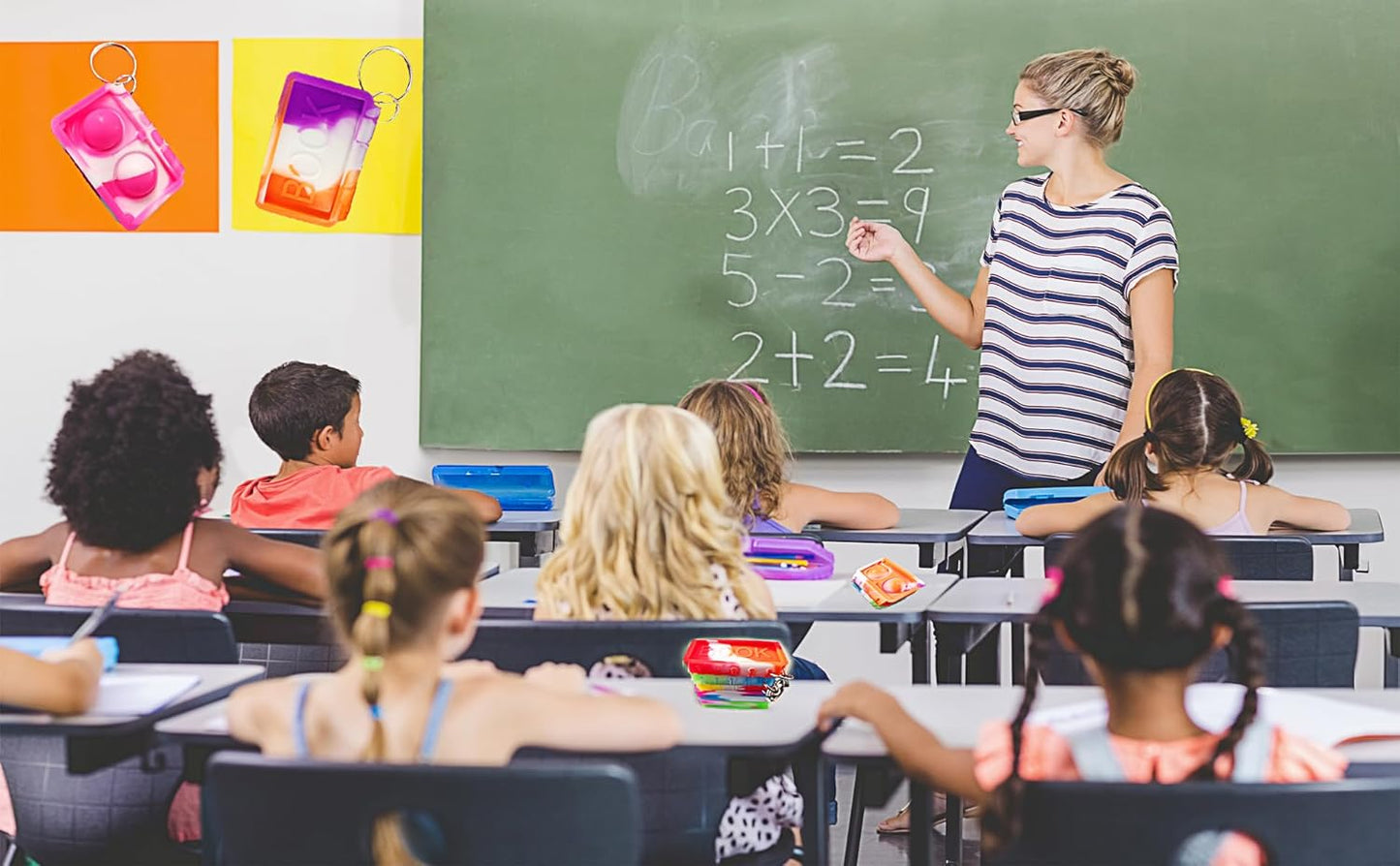 10 packs Bulk Books Backpack Keychain Mini pop Fidget ， Birthday Party Favors,Students Bubble Prize for boy and Little Girl,Kids Classroom Summer Student Gifts