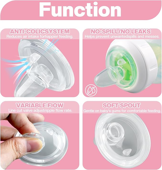 Sippy Nipple Compatible with Dr. Brown's Wide-Neck Baby Bottles & Sippy Spout Bottles