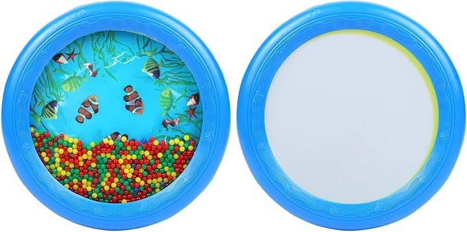 Musfunny Ocean Drum Wave Bead Drums Gentle Sea Sound Music Gift Musical Educational Sea Sound Drum Tool for Kid Child Baby (Blue)