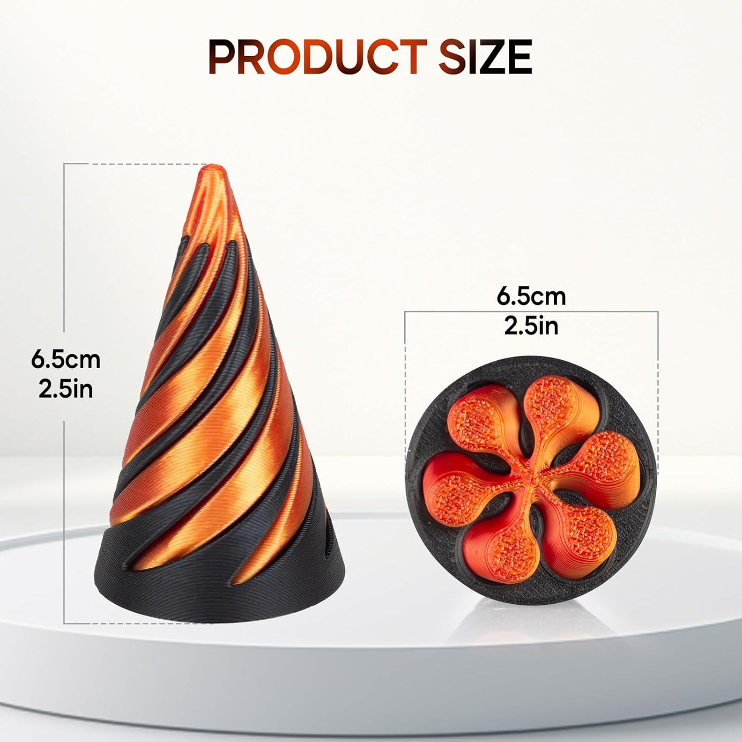 Impossible Cone, Spiral Decompression Toy, Spiral Cone Fidget Toys Impossible Pyramid Passthrough Sculpture, Mini Cones Pass Through Pyramid Fidget Toy for Stress and Anxiety Relaxing (2PCS)