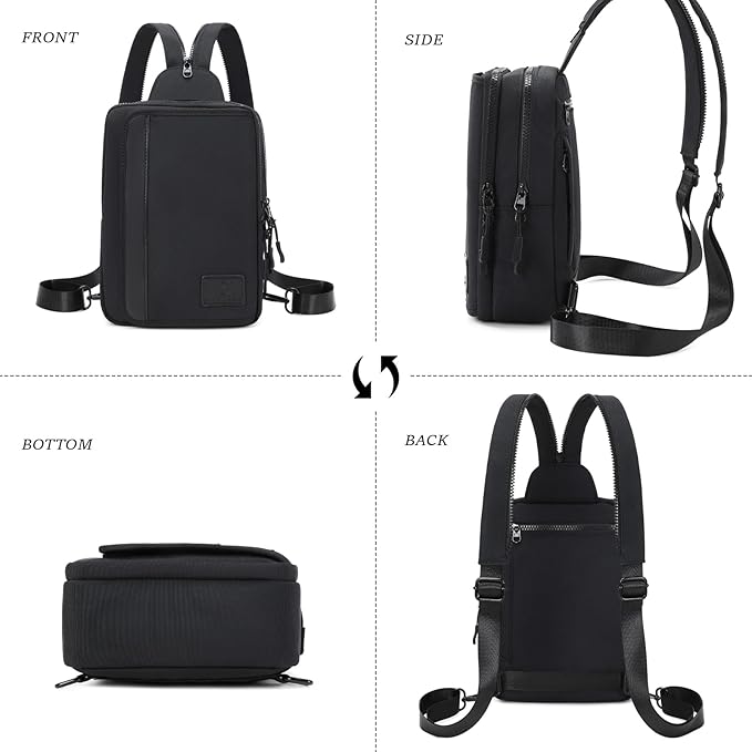 MYHOZEE Sling Bag Crossbody Backpack Purse - 2 in 1 Nylon Cross Body Bag Diaper with Wipes Pouch, Water Bottle Pocket