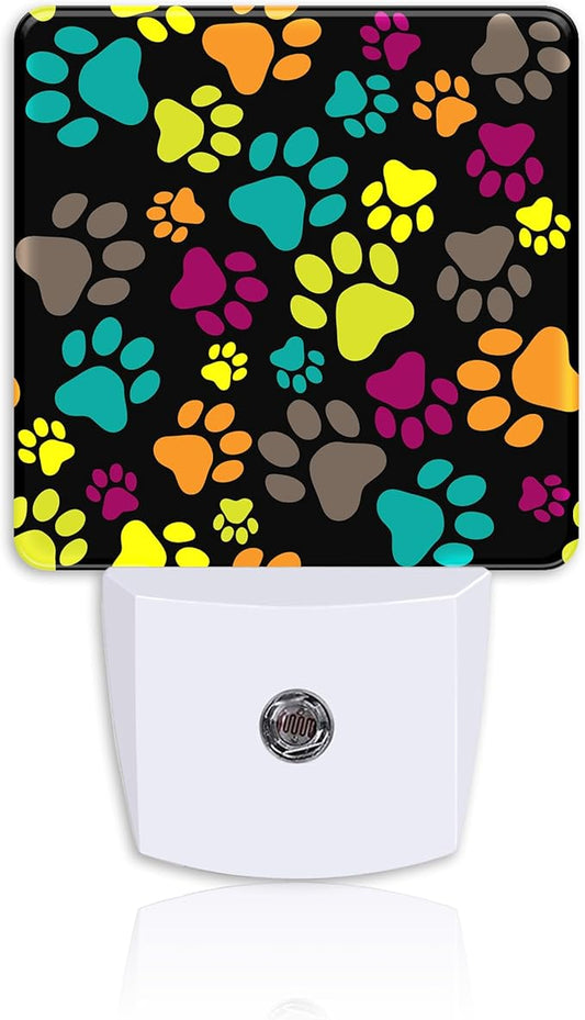 Plug Night Light,Cute Colorful Paw Print Night Light Lamp Auto Sensor Energy Efficient Dusk to Dawn Lights for Girls Boys Women Room Decor,Hallway,Kitchen,Bathroom,Nursery,Stairs