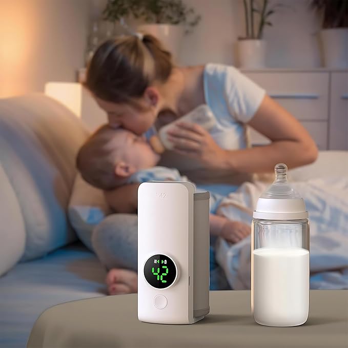 Portable Bottle Warmer for Milk, Electric Bottle Warmer for Breastmilk, 6000mAh Travel Bottle Warmer, Cordless Portable Bottle Warmer for Travel, Bottle Warmer on The Go