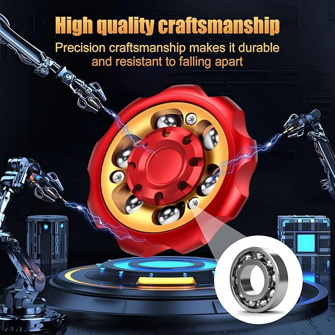 Metal Precision Fidget Spinner - Anxiety Rotator & Restless Fidget Toy, Stress-Relief Tool for Adults & Kids (red)