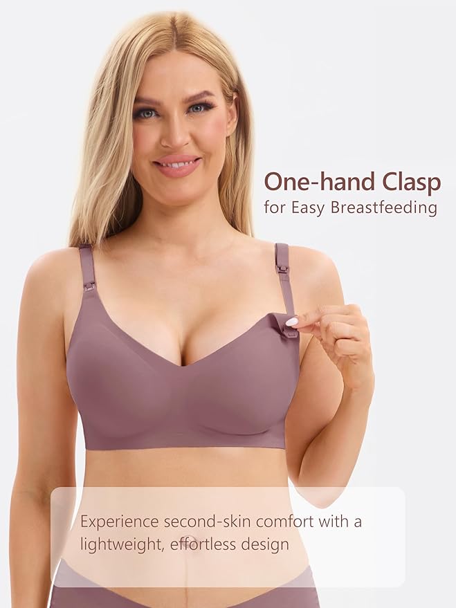 Angelhood 3 Pack Nursing Bras for Breastfeeding Seamless Pregnancy Maternity Bra Wireless Sleep Bralette with Extenders