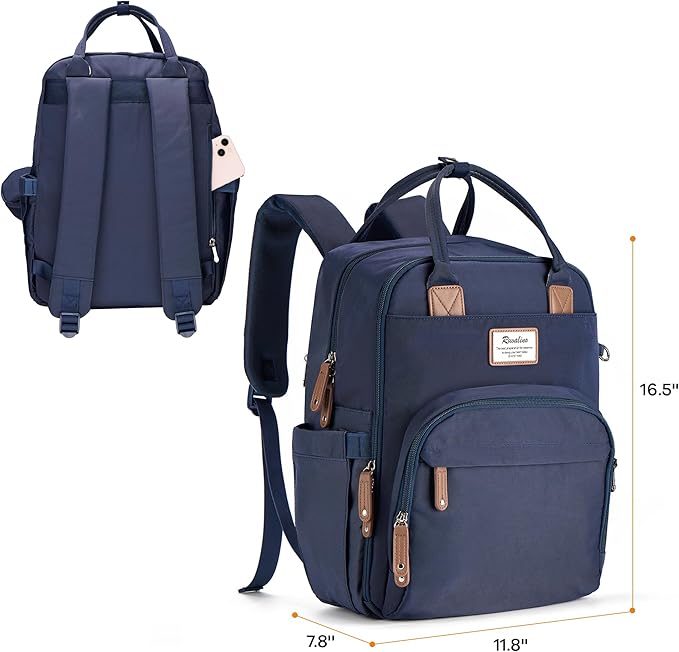 RUVALINO Diaper Bag Backpack, Multifunction Travel Back Pack Maternity Baby Changing Bags, Diaper Changing Totes, Waterproof and Stylish, Navy Blue