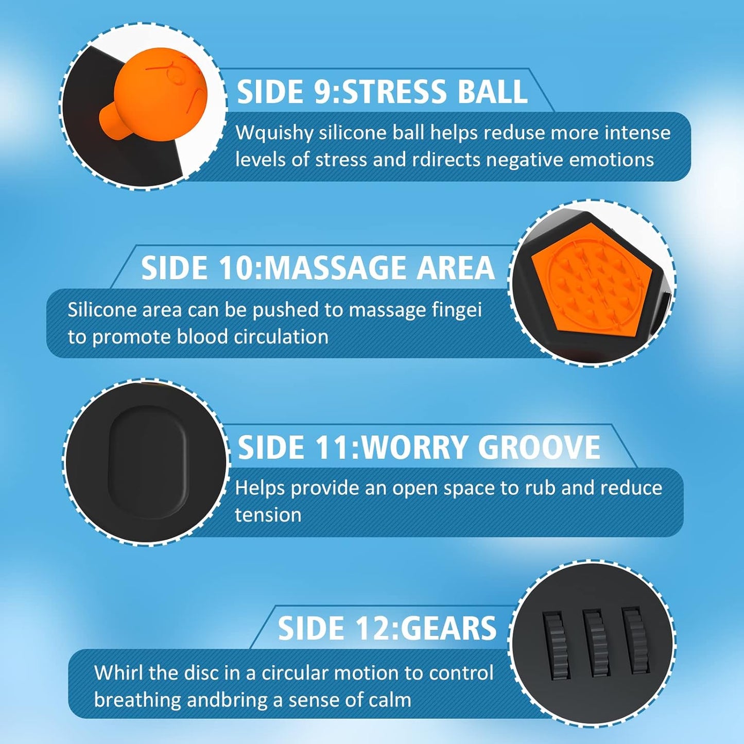 Fidget Dodecagon –12-Side Fidget Toys Cube Relieves Stress and Anxiety Anti Depression Cube for Children and Adults with ADHD ADD OCD Autism (A1 Black)