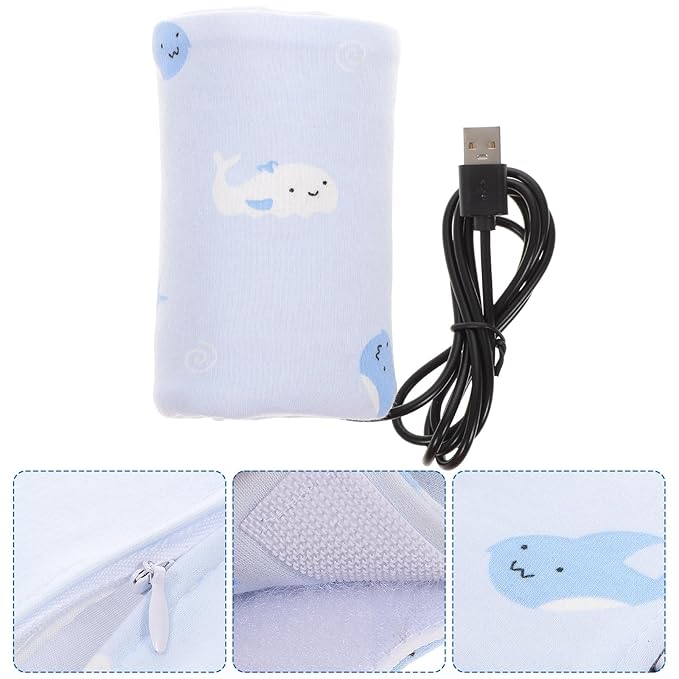 ibasenice General Portable Breastmilk - Portable Feeding Bottle Cover Baby Milk Heater USB Winter Milk Bottle Warmer Car Travel Bottle Warmer (Blue)