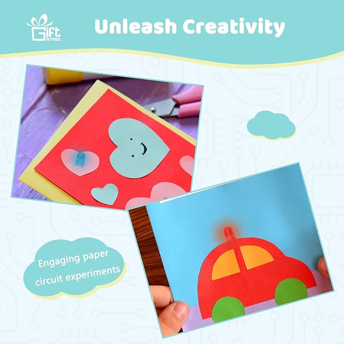 Paper Circuits Kit for Kids, STEM Electric Circuit Kit, Child-Friendly Paper Circuit Board, Led Light Diodes, Copper Foil Tape, Educational STEM Toys Science Experiments Kit for Kids 8-12