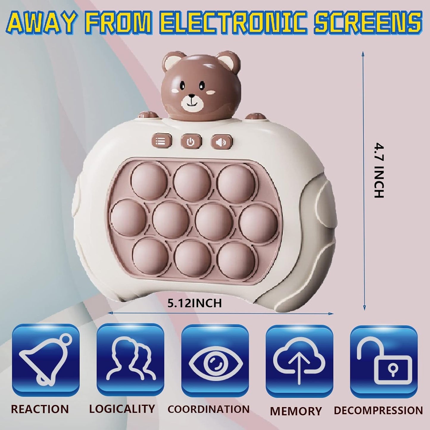 Creative Stress Relief Toys, Decompression Breakthrough Puzzle Pop Button Gopher Game Machine, Novelty Fidget Toys Party Favor Gifts for Kids Adults, Toy for 3+ Year Old (Brown Bear)