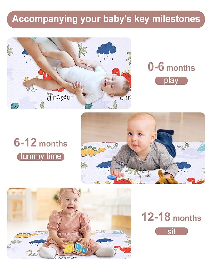 50 x 50 Play Mat for Baby Playpen Tummy Time, Non-Slip Washable Baby Playpen Mat, Baby Crawling Mats for Floor, Portable Travel Large Play Mats for Toddlers and Infants