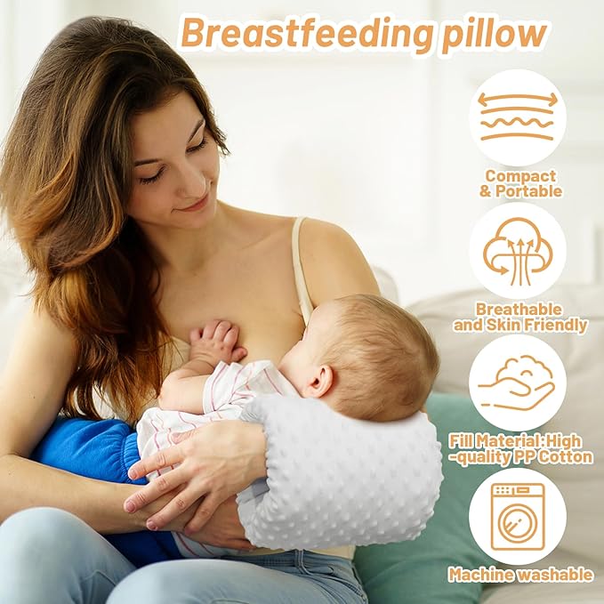 KAKIBLIN Baby Feeding Arm Pillow,Baby Nursing Arm Breastfeeding Pillows Support for Newborn Mom and Babies,Portable and Washable,Ergonomic Nursing Essentials, Travel Pillows for Newborn (Light Gray)