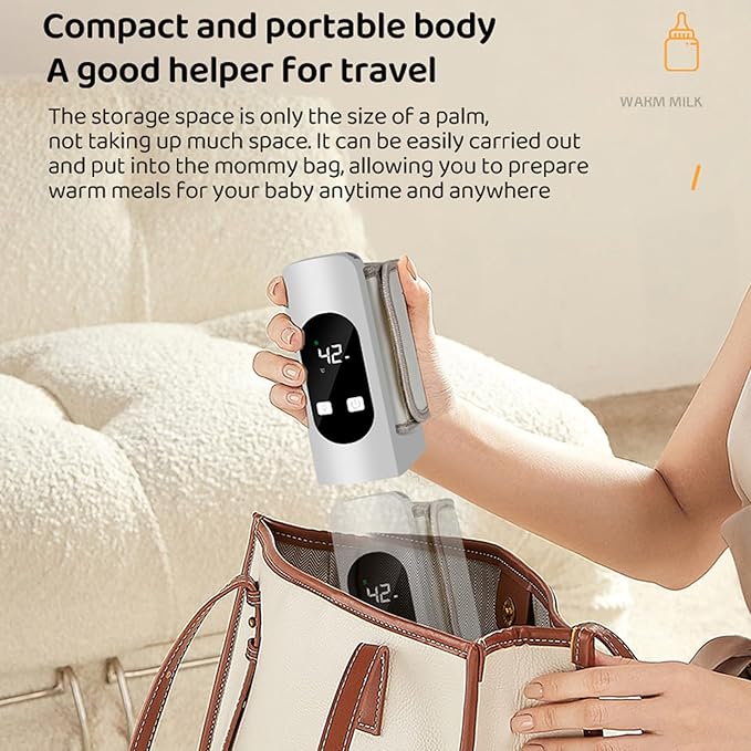 Hilitand Portable Bottle Warmer USB Rechargeable Baby Bottle Warmer 5200mAh Travel Bottle Warmer with Precise Temperature Control for Home Outdoor Travel