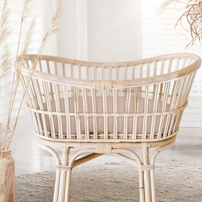 lulumoon Muslin Bassinet Sheets Baby: Cotton Bassinet Sheets Fitted for Boys and Girls - Bassinet Mattress Sheets for Oval Rectangle or Hourglass