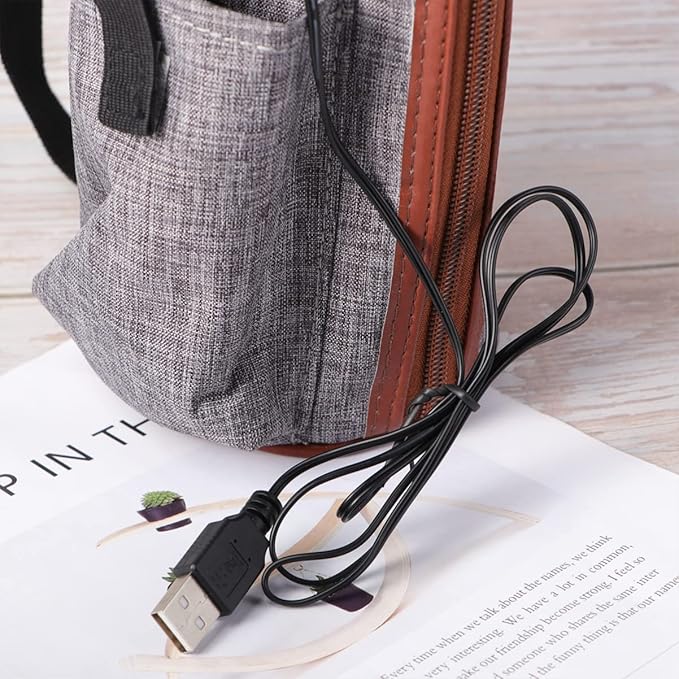 1set Travel Bottle Warmer USB Cable Portable Heater for Milk and Food Temperature Overheating Protection for Car and Travel Use Grey