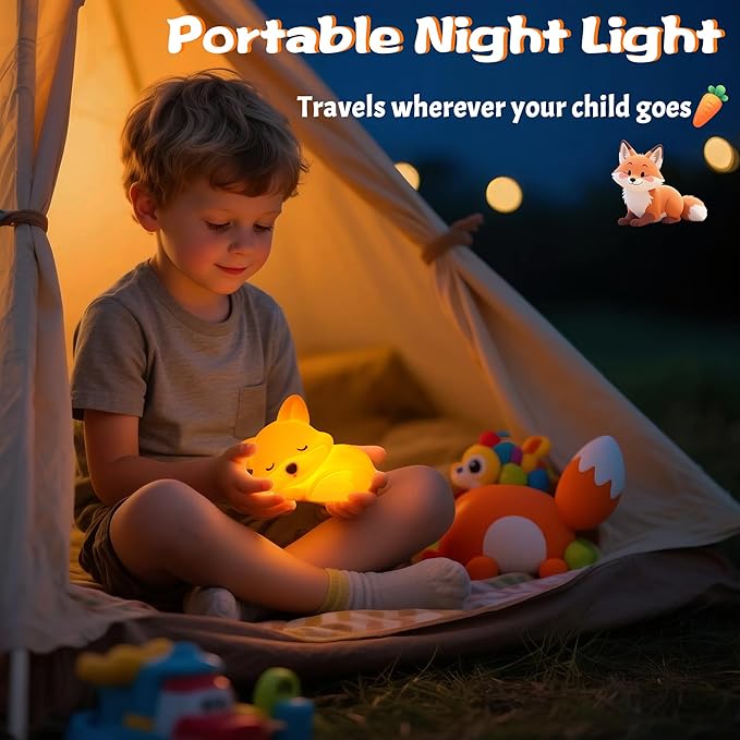 Lampeez Fox Night Light, Cute Fox Gifts, Soft Silicone Lamp Nursery Nightlight LED Touch Light, Bedroom Decor as Xmas Birthday Gift for Boys Girls