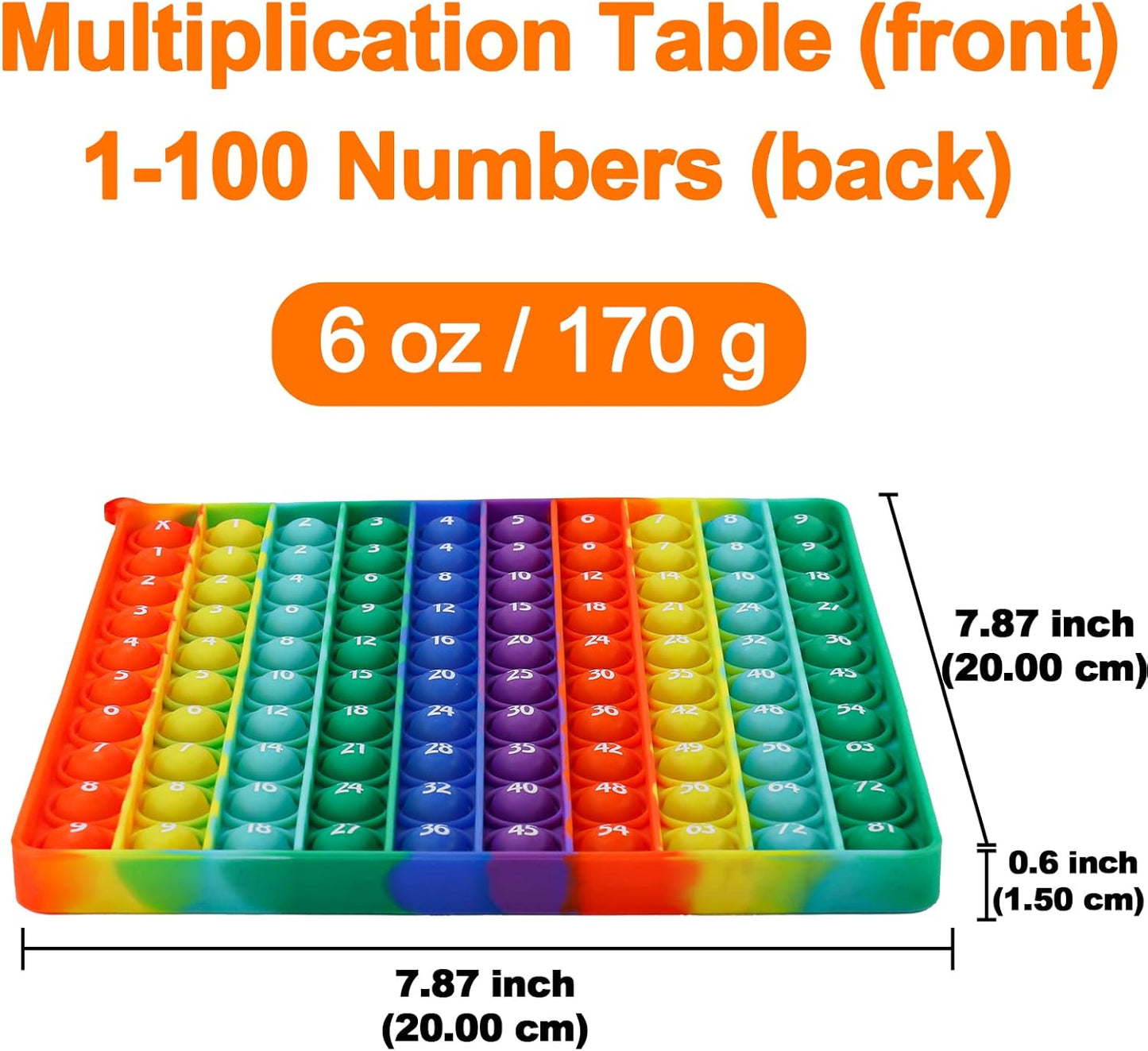 Multiplication Table Chart Square Pop Fidget Toys Math Games Popper Board Stress Reliever Gifts for Kids Adult Family Kids Popping Game to Practice Times Math Ability Early Education(Double Side)