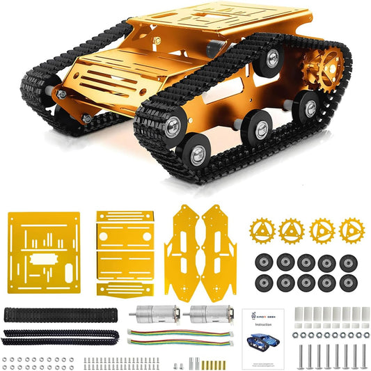 Tank Car Chassis with Encoder Motor, Shock Absorbing Robot Chassis Full-Metal Robotic Moving Platform Track for RaspberryPi Arduino Jetson Microb DIY Maker Smart Robot Car Learning Kit