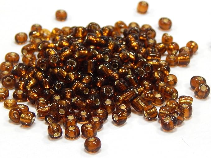 Perlin Glass Seed Beads 4mm 6/0 Round 1100pcs Mini Small Pony Spacer Beads Kit for Jewelry Making Earrings Bracelets Pendants Waist DIY Handmade (Dark Brown Silver Lined)