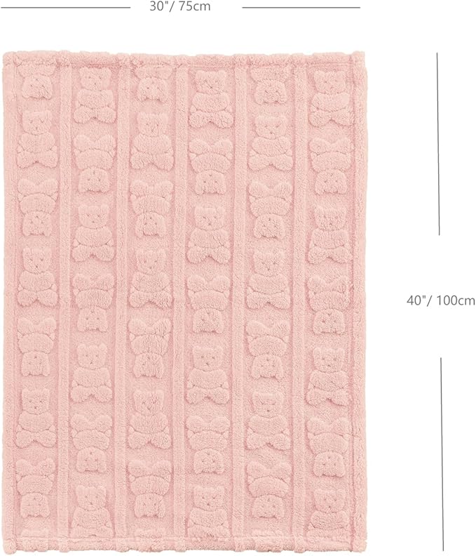 CREVENT 30"X40" Cozy Soft Warm Sherpa Baby Blanket for Girls Boys, Newborn Essentials for Infant, Baby Shower Receiving Gift - Pink Bear 75X100cm