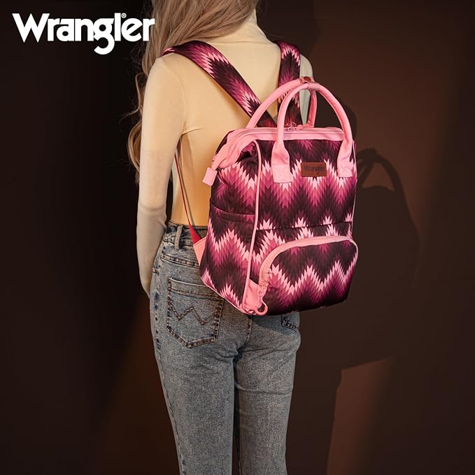 Montana West Wrangler Aztec Callie Diaper Bag Backpack with Stroller Straps Multifunction Baby Travel Bag WG2211-9110DPK