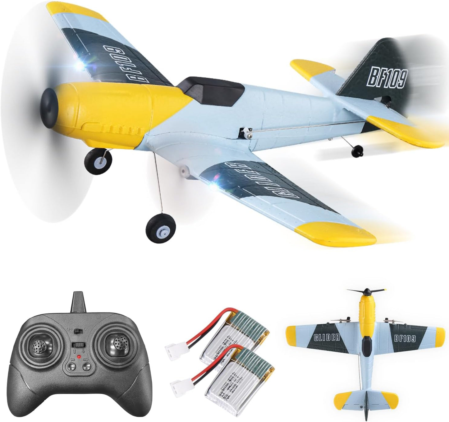 BEZGAR 3 Channel RC Plane, Drones for Kids, 6-axis Gyro Remote Control Airplane, RC Helicopter, Easy Control for Beginners Toys with Colorful LED Navigation Lights