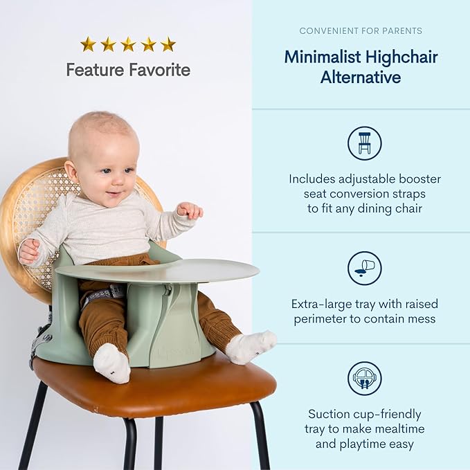 Upseat Baby Floor Seat Booster Chair for Sitting Up with Removable Tray for Meals and Playtime, Developed with Physical Therapists for Safe and Healthy Hip Development and Posture (Sage)