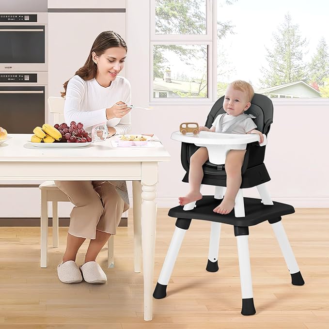 Baby High Chair, 8 in 1 Convertible Highchairs for Babies and Toddlers, Children Dining Booster Seat/Kids Building Block Table for Girls Boys, Baby Seat with Removable Tray, Grey