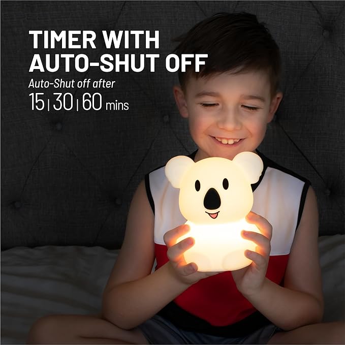 LumiPets Keith the Koala Squishy Night Light for Kids | Silicone Lamp with Tap & Remote Control | Rechargeable, 9 Color Changing Animal Night Light for Boys & Girls | Portable Nightlight With USB Cord
