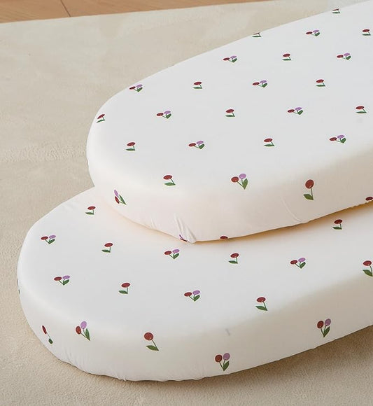 SDY Cherry Bassinet Sheets,2pk Czoy Bassinet Fitted Sheets for Baby Boys Girls,Soft Breathable Stretchy Baby Sheet Set 32 * 16 * 4 inches for Hourglass Oval and Rectangle Mattress (Cute Cherry)