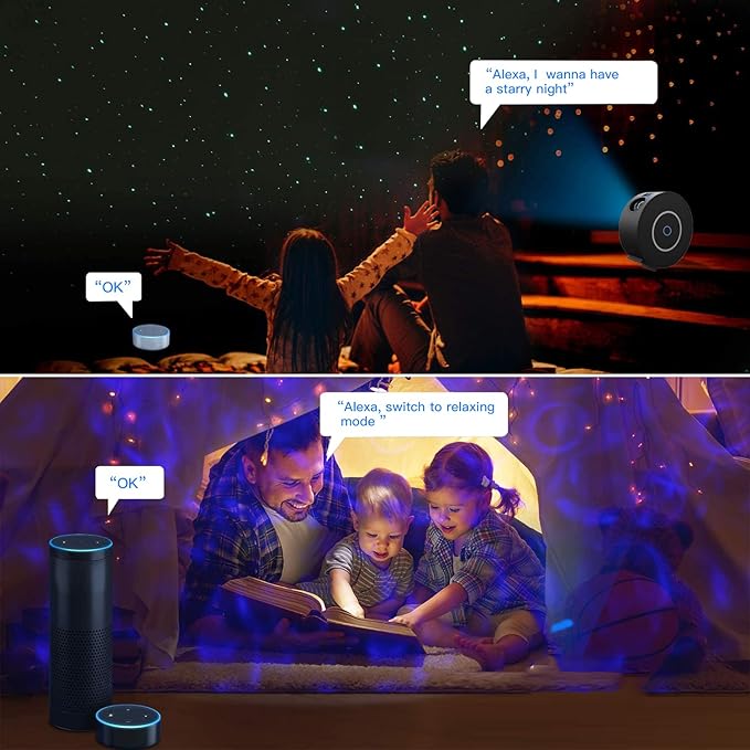 Star Projector Lights, Galaxy Projector for Bedroom, Smart APP & Voice Control Galaxy Lamp,Ceiling Night Light Compatible with Alexa & Google Home,Room Decor for Kids Adults-Black