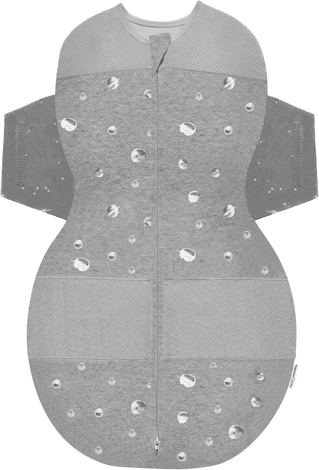 Happiest Baby SNOO Sleep Sack - 100% Organic Cotton Baby Swaddle Blanket - Doctor Designed Promotes Healthy Hip Development (Graphite Planets, X-Large)
