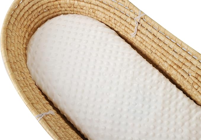 Dot Bassinet Sheet Set 2 Pack Stretch Fitted Cradle Sheets,Ultra Soft Thick Universal Fit Oval Rectangle Hourglass Pad/Mattress, for Baby Girls and Boys White Pink