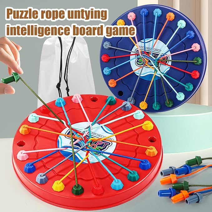 Rope Untangling Tabletop Board Game - Multiple Difficulty Levels ，Brain - Teasing Fun for Kids & Adults，Ideal for Birthday Parties, Parent - Child Bonding & Family Gatherings，6.7 Inches