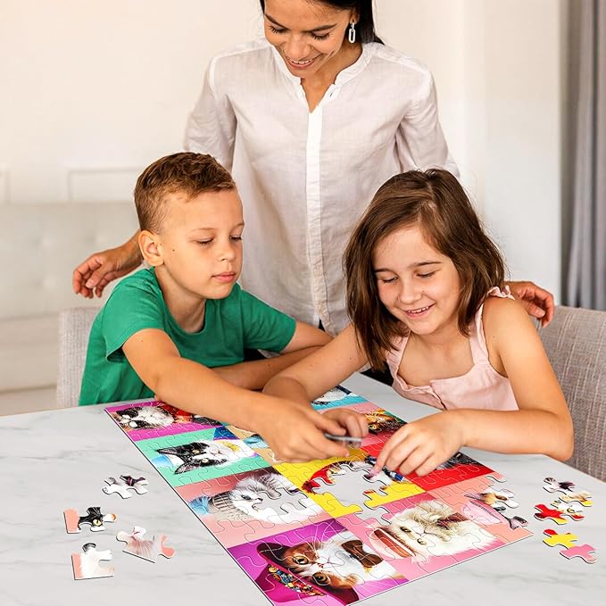 100 Piece Puzzles for Kids Ages 4-10 - Different Breeds Cats Jigsaw Puzzles for Seniors and Children - Educational Toys for 4, 5, 6, 7, 8, 9, 10 Year Olds