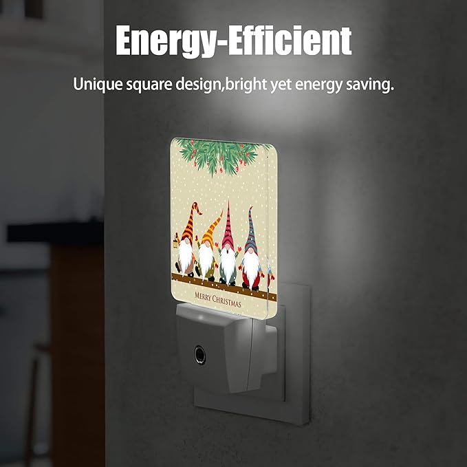 Christmas Santa Claus Dusk to Dawn Night Light, Auto Sensor Lamp Home Indoor Stairway Kitchen Corridor, Night Lights Plug into Wall Decor, Boys Girls Women Men Room Gifts