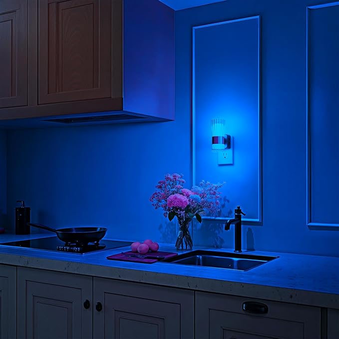 Night Light, Night Lights Plug into Wall, RGB Color LED NightLight with Dusk to Dawn Sensor, 180° Rotating Night Lights, Adjustable Brightness, Wall Sconce Style Design for Bedroom Hallway, 2 Pack