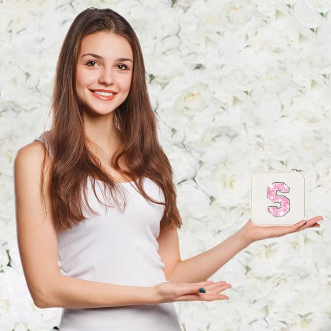 Travel Jewelry Case - Personalized Jewelry Box for Women,Small Cute Jewelry Organizer Storage Aesthetic,Travel Essentials Birthday Gifts | Cream,S