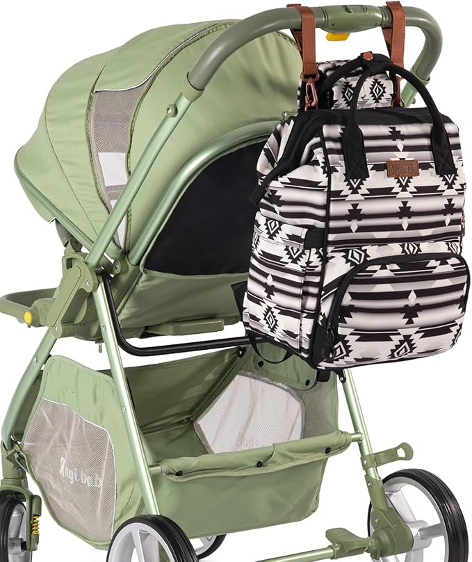 Montana West Wrangler Callie Diaper Bag Backpack with Stroller Straps Multifunction Baby Travel Bag WG2204-9110BK