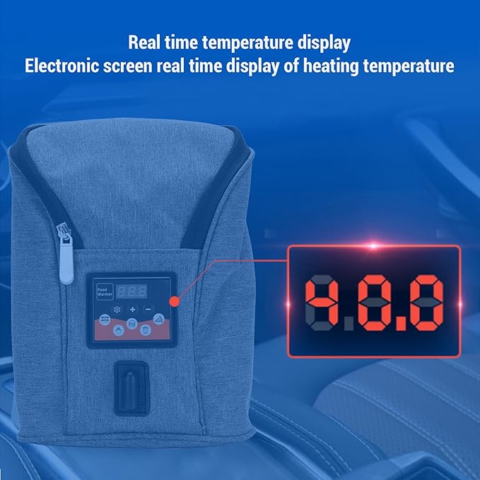 Portable Car Baby Bottle Warmer with Adjustable Temperature Control, Rapid Heating, Bottle Storage Bag, for DC12V Vehicles, Multi Purpose Baby Bottle Warmer Bag, 3.8L Capacity,