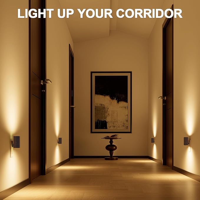 NIORSUN Night Lights Plug into Wall, Dimmable with 3 Color Modes & Auto On/Off Sensor, Ultra-Slim Nightlight for Hallway, Bathroom, Bedroom, Nursery, Kitchen (2 Pack, Black)